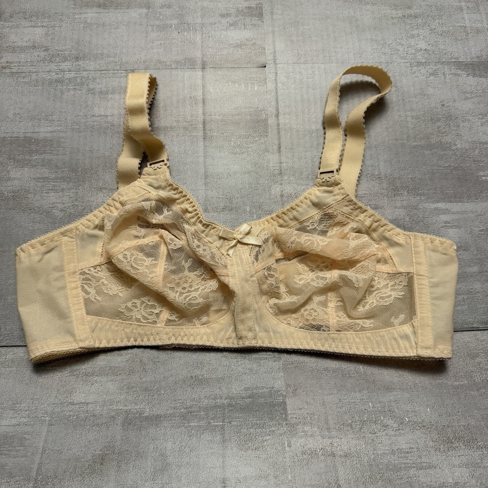 Bali Vintage Silhouette Sky Sheer Lace Full‎ Coverage Wireless Bra 3500 38C New